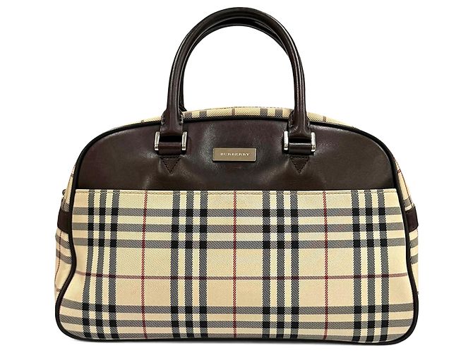 Burberry Beige House Check Canvas Handtasche