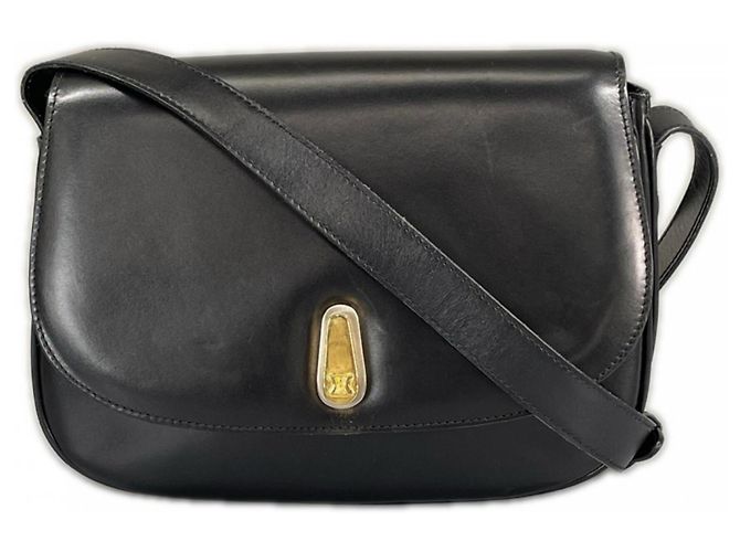 Céline Bolso de hombro Celine de cuero negro