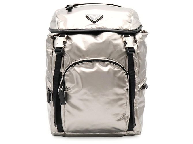 Prada Triangle Backpack/Shoulder Bag Silvery