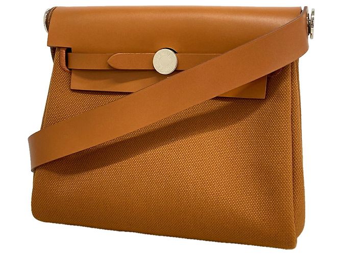 Hermès Hermes Herbag Mini Toile Military Schultertasche Braun