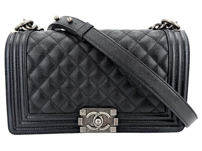 Borsa a tracolla Chanel Boy Matelassé Nero Bianco