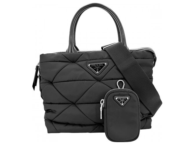 Bolsa de mão acolchoada pequena para mulher Prada Preto Branco