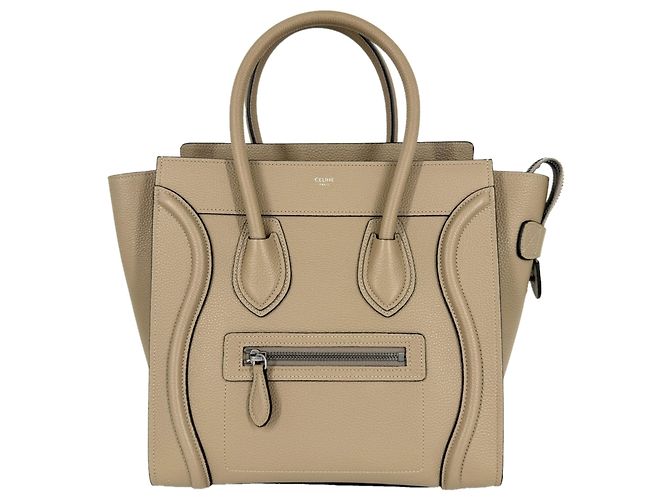 Céline mala de mão Celine Luggage Micro Shopper Marrom Branco