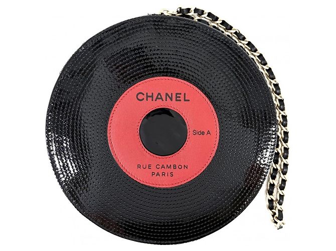Chanel Clutch aus Lackleder Braun Schwarz Weiß Rot