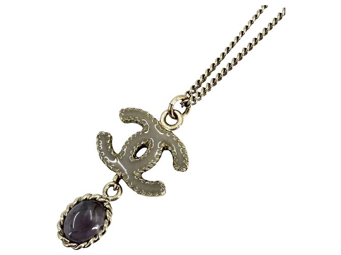 Collana Chanel Oro con Logo Coco e Pietre Colorate D'oro
