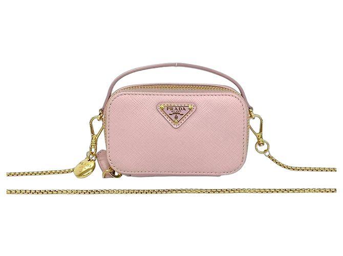 Saffiano Mini Bolsa Prada Triangle em rosa