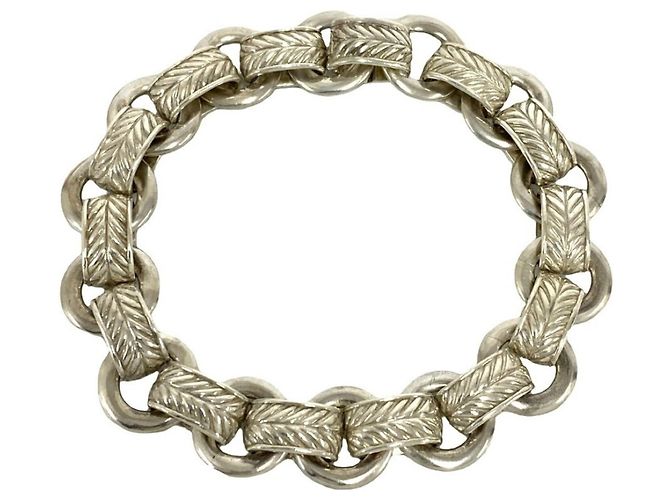 Hermès Hermes Vintage Leaf Charm Bracelet Silvery
