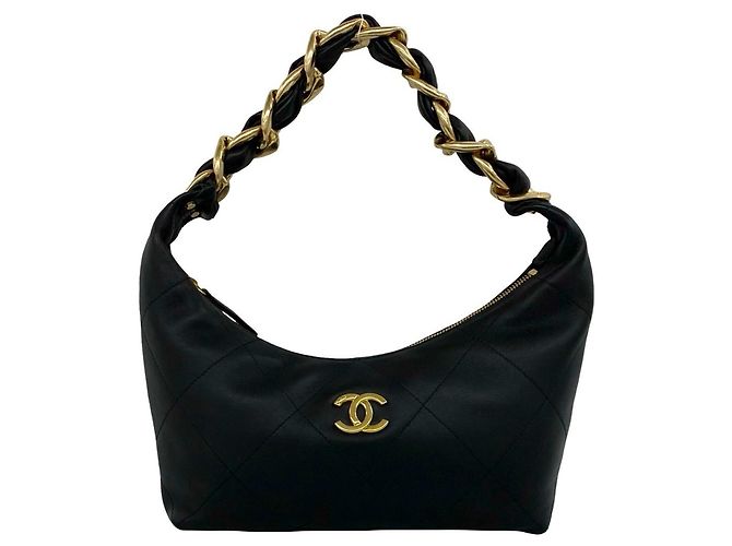 Borsa hobo Chanel in pelle nera Nero