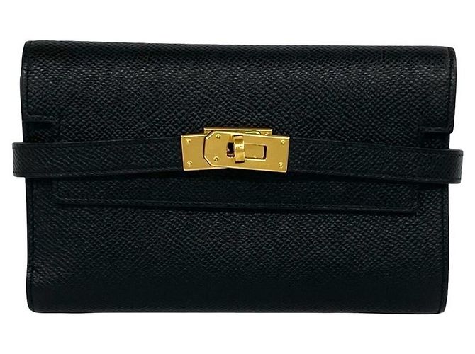 Hermès Portafoglio Hermes Kelly Medium in pelle Epsom nera Nero