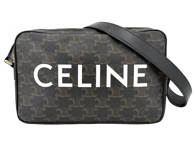 Triomphe Céline Bolsa Messenger Celine para Mulher, tamanho Medium Marrom Preto