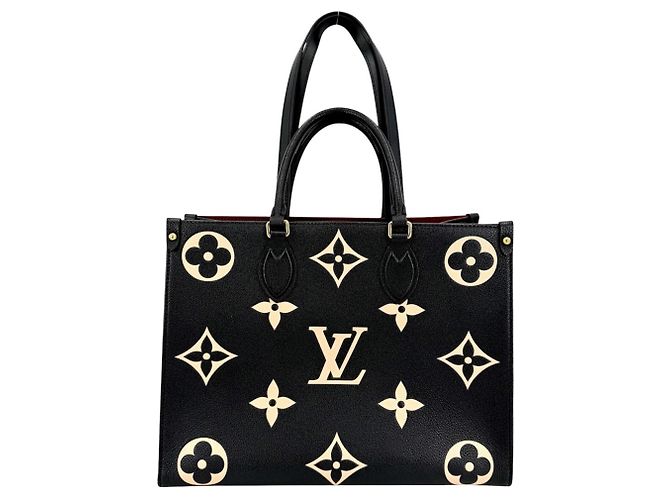 Borsa Louis Vuitton Monogram Empreinte OnTheGo MM Nero Beige