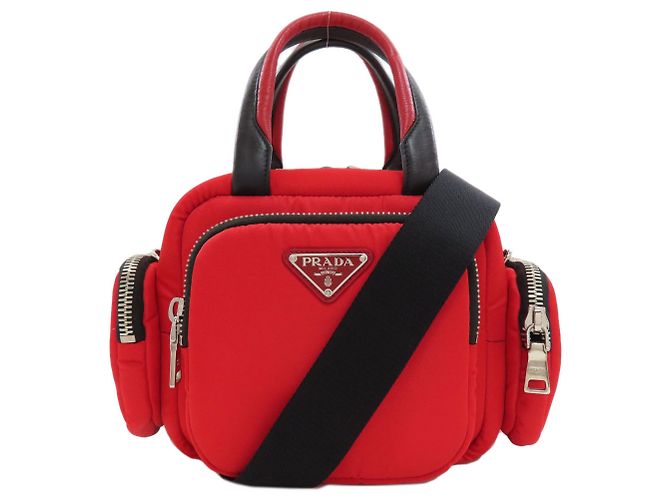 Borsa a mano 2-Way Prada Tessuto Cargo Rosso