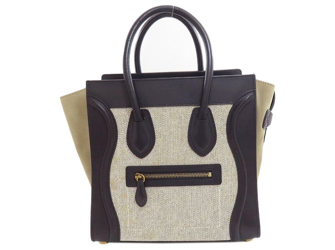 Céline Sac à main Celine Luggage Micro Noir Blanc Gris