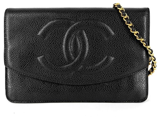 Chanel Chain/Shoulder Wallet Black White
