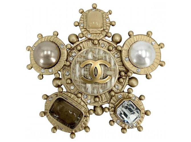 Spilla Chanel Coco Mark Bianca e Gialla Bianco Giallo