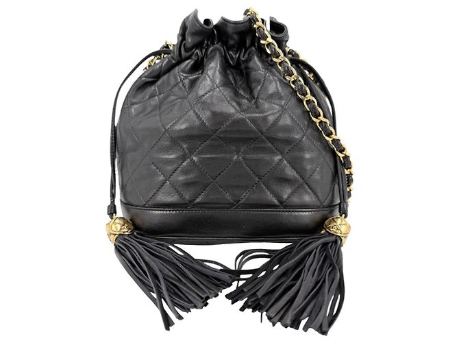 Borsa a tracolla Chanel Black Matelassé Nero