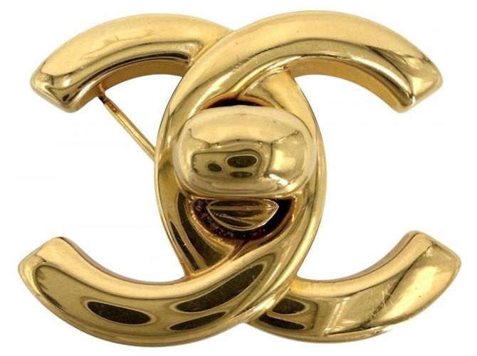 Chanel Coco Mark Brosche Gold Golden