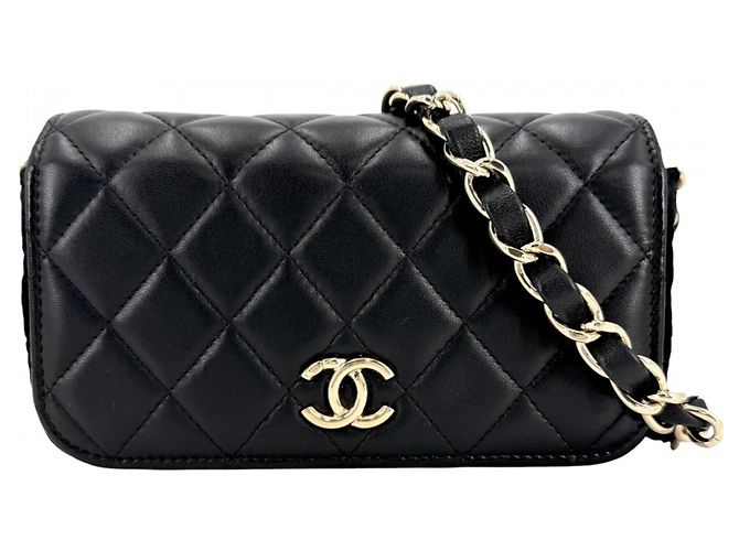 Borsa a tracolla Chanel in pelle nera Nero