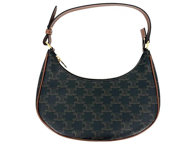 Céline Bolsa de ombro Celine Ava Triomphe em couro marrom