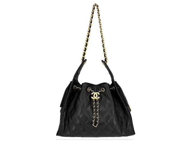 Timeless Borsa a tracolla Chanel in vitello martellato nero