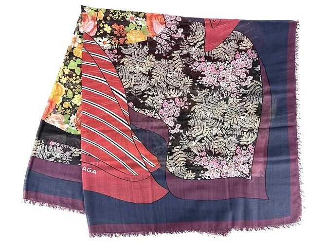 Bufanda Balenciaga Large Floral Multicolor Burdeos