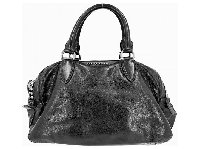 Borsa a mano Miu Miu in pelle nera Nero