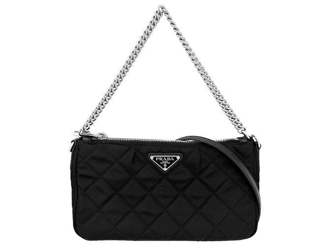 Bolsa de mão acolchoada e bolsa de ombro para mulheres Prada Preto