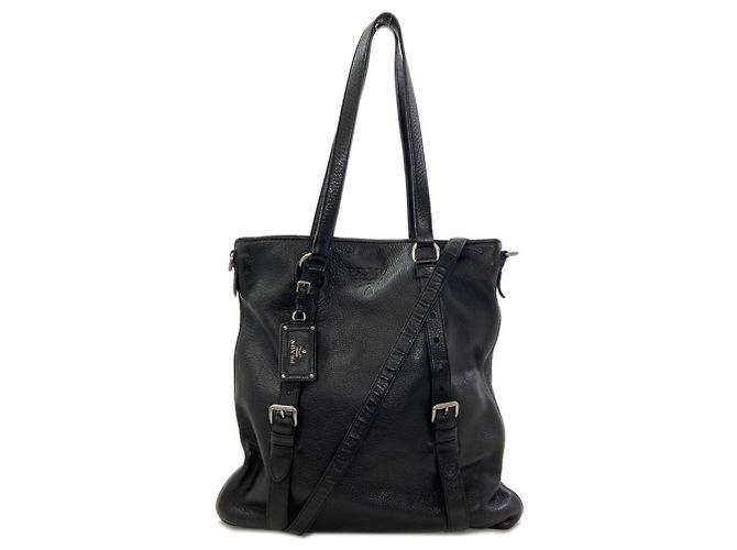 Prada Calfskin 2-Way Tote Bag Black