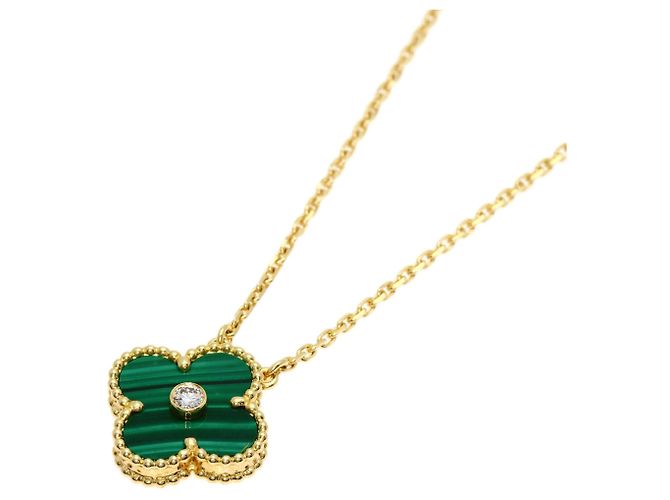 Collana Van Cleef & Arpels Vintage Alhambra Malachite e Diamanti