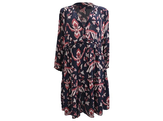 Ba&Sh Calix Leaf-Print Mini Dress in Multicolor Viscose Multiple colors