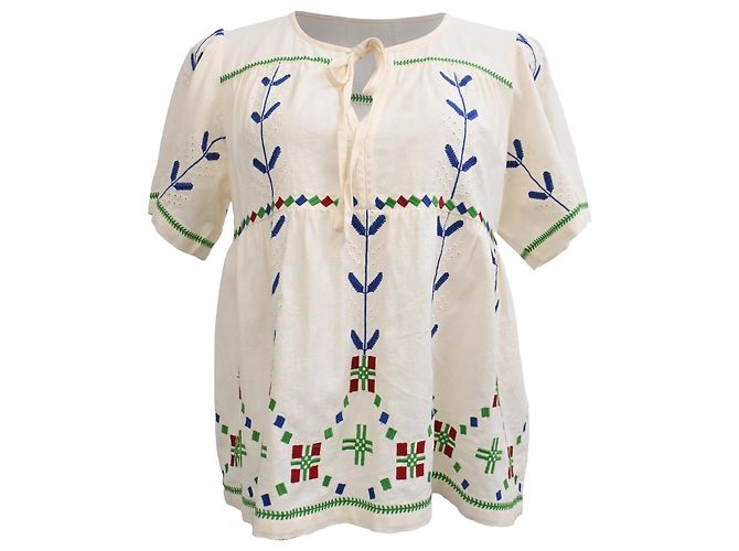 Blouse brodée Ba&Sh Kimber en coton blanc Écru