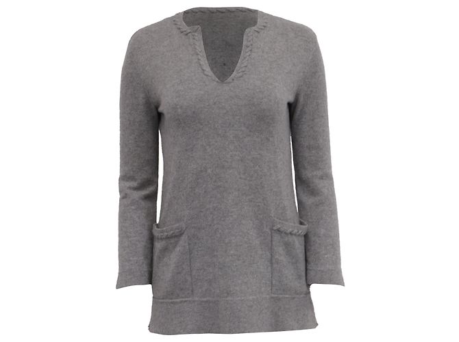 Tory Burch Sayre Pullover mit Taschen aus grauem Kaschmir