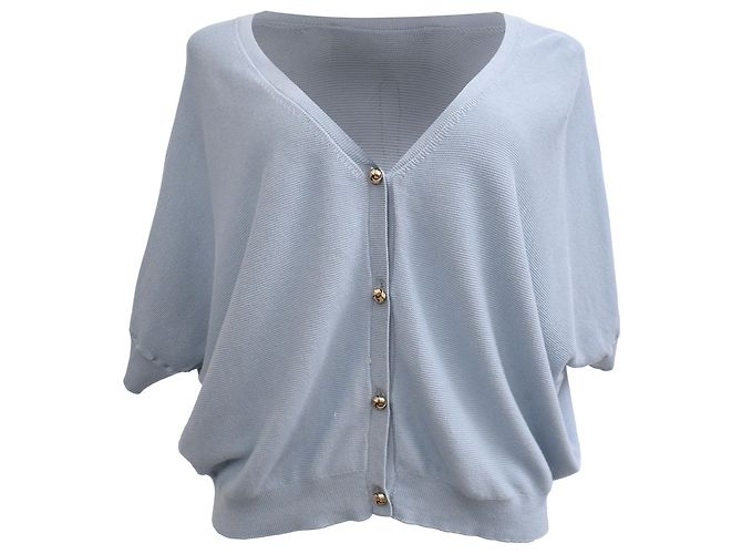 Ba&Sh Basem Kurzarm-Cardigan mit Knöpfen aus blauem Modal
