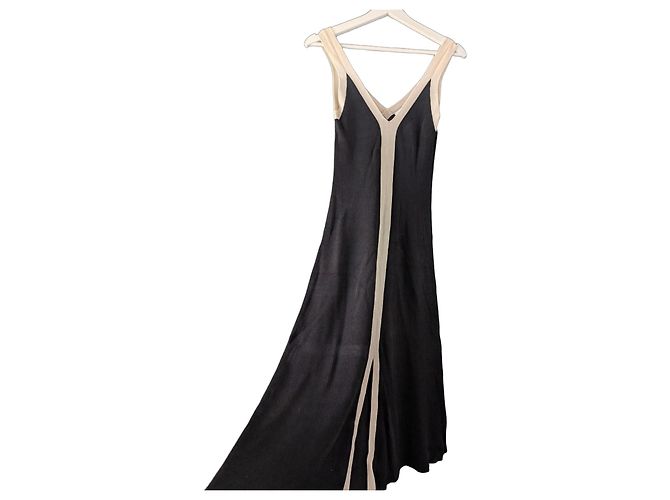 Sandro Piana Two Tone Rippstrick Maxikleid - Schwarz/Beige