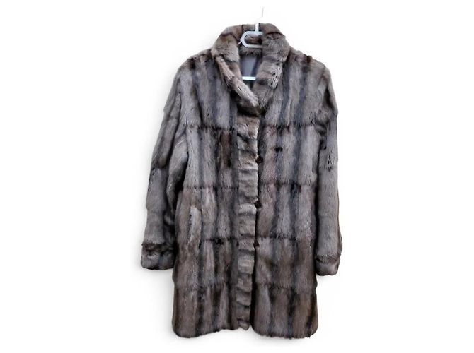 Autre Marque Abrigo Reversible de Piel Petit-Gris de Rusia Marrón oscuro