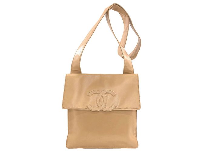Chanel Coco Mark Gold Hardware Tote Bag Beige