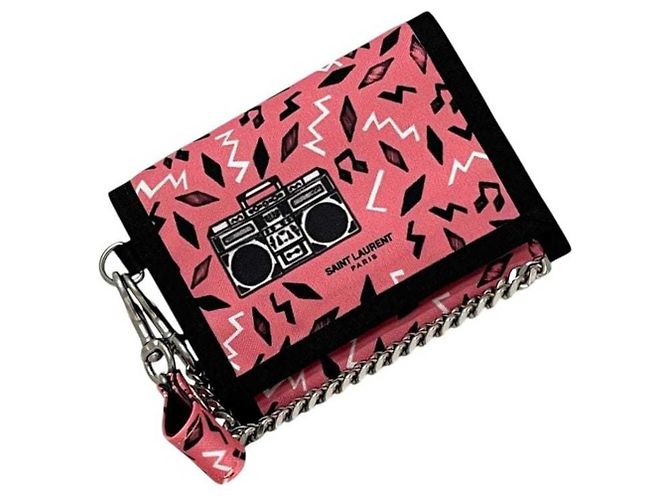 Portafoglio tri-fold Yves Saint Laurent Nero Rosa