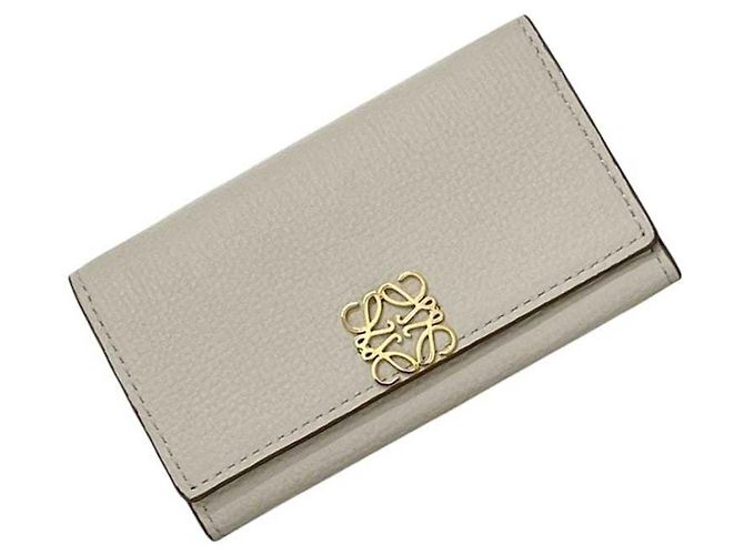 Loewe Gray Leather Keycase Brown