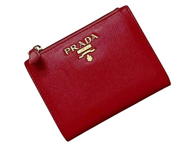 Prada Saffiano Bi-fold Wallet Red