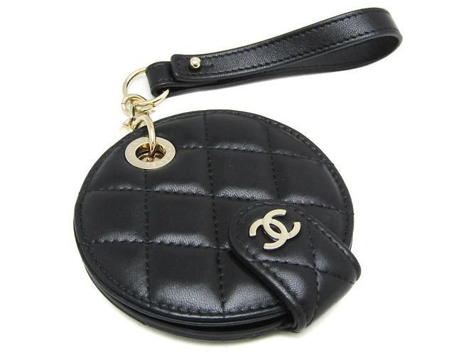 Chanel Name Tag Quilted Leather Black