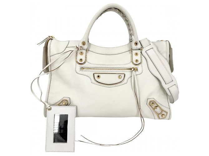 Everyday Balenciaga Metallic Edge Handtasche Weiß Metallisch