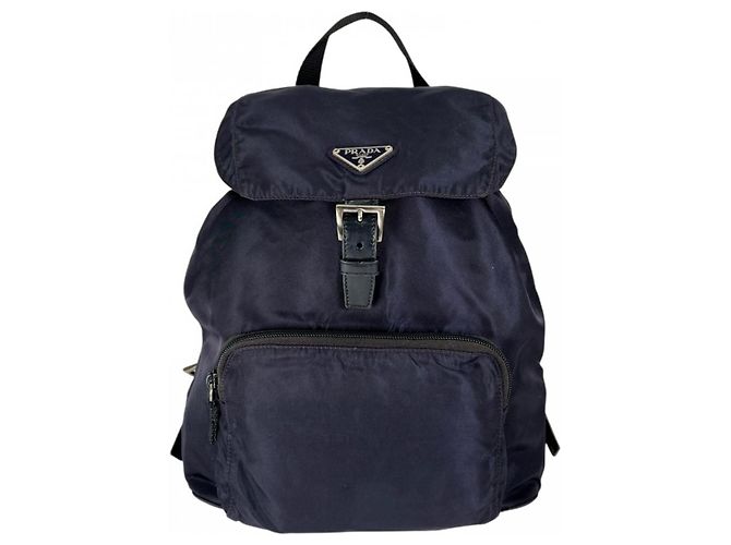 Mochila Prada para mujer B4650 Blanco Azul marino