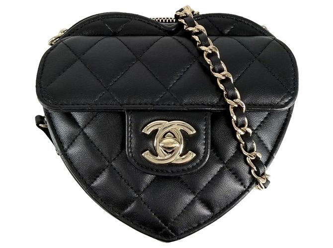 Bolsa de Ombro Mini Chain Chanel Preto Branco