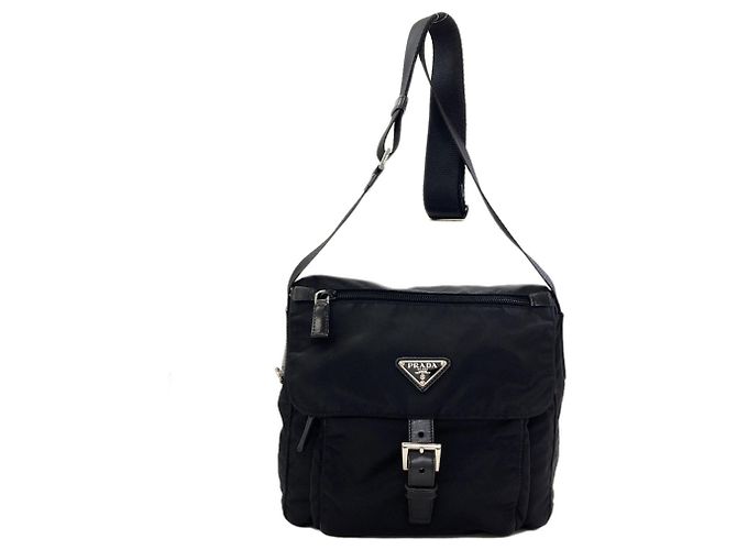 Bolso de hombro Prada con logotipo triangular Negro