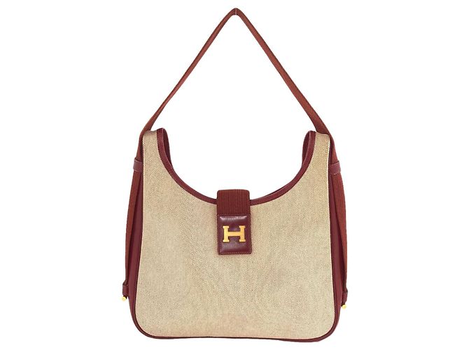 Hermès Borsa a tracolla Hermes Saco Toile H Marrone Rosso