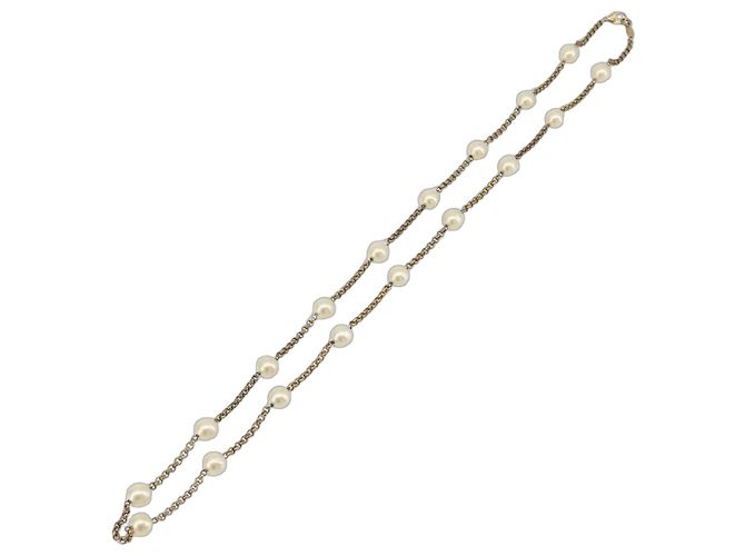 Chanel Pearl Station Metall und Kunstperlen Golden