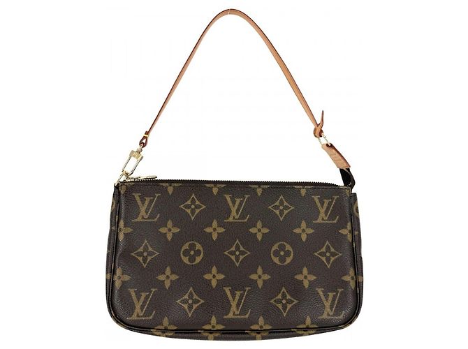 Louis Vuitton Pochette Accessoires Handtasche Braun Weiß Monogramm