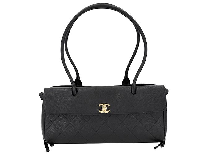 Borsa Tote Chanel in pelle nera Nero Bianco