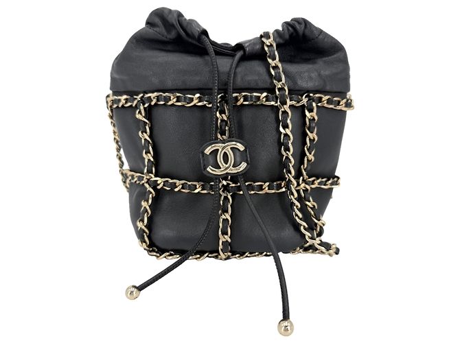 Bolsa de ombro Chanel preta e branca Preto Branco