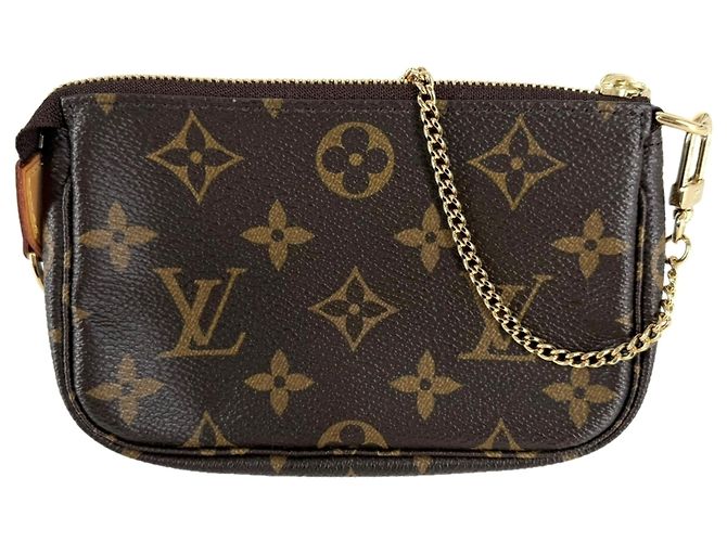 Louis Vuitton Mini Pochette Accessoires Handtasche Braun Weiß Monogramm